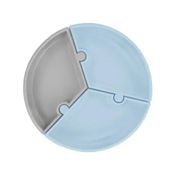 Prato Infantil de Silicone Encaixe Puzzle Miner Blue e Cinza - Minikoioi
