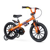Bicicleta Infantil Aro 16 Com Rodinhas De Treinamento Nathor Bike Criança Menino Extreme Laranja Com Garrafinha