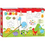 Kit De Pintura Dinos Com Cavalete em MDF e Telas - Nig 0440