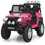 Kids Carro, Carrinho Elétrico Infantil Off Road a Bateria 12V 2 Assentos com 2 Velocidades e MP3, COSTZON, Preto