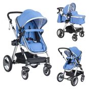 Carrinho de Bebê 2 em 1 com Inclinação Conversível e Suporte para Copo, BABY JOY, Bege Cáqui