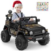 Carro Elétrico Infantil Toyota FJ40 a Bateria 12V com Luzes, MP3, 3 Velocidades, ELEMARA, Creme