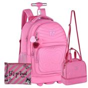 Kit Mochila de Rodinhas Rebecca Bonbon Matelassê Soft Com Lancheira