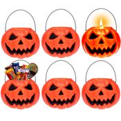Kit 6 Potes de Abóbora Dia das Bruxas Halloween Decorativo para Doces e Festa