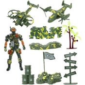 Brinquedos Miniaturas Militares Bonecos Veículos 12 Peças