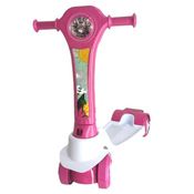 Patinete Infantil Pati Happy Rosa e Branco Dobrável 04 Rodas Até 30Kg