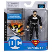 Boneco Superman (Traje Preto) - DC Liga da Justiça 10cm Com Acessórios - Sunny