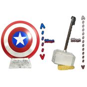 Escudo Capitão América 20cm + Martelo Thor Mjolnir Resina 20cm