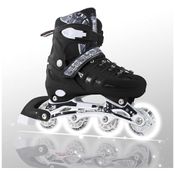 Patins Regulável para Crianças e Adultos com 4 Rodas Iluminadas, Tam BR 38 a 41, MITEELO, Preto