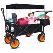 Carrinho de Passeio Infantil com Dossel, Cinto de Segurança e Travas de Roda Alças Ajustáveis Swity Home, Preto