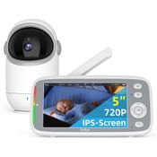 Babá Eletrônica com Monitor, Câmera HD 720P, Tela IPS, Visão Noturna e Zoom Digital, TakTark BM813, Branca