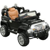 Aosom Carrinho, Carro Elétrico Jeep, 1 lugar, 12V, c, controle remoto, USB MP3, 3 km, h, 2 a 6 anos, Preto