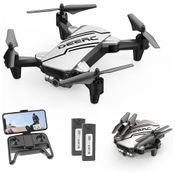 D20 Mini Drone para Crianças com Câmera 720P HD FPV Controle Remoto, 2 Baterias, DEERC, Cinza