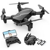 D20 Mini Drone com Câmera 720P HD 3D Controle Remoto para Crianças, 2 Baterias, DEERC, Preto