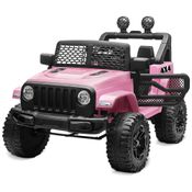 Carro Elétrico Infantil a Bateria 12V com 2 Assentos Luzes LED, MP3 e Controle Remoto, Kidzone, Rosa
