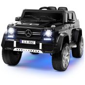 Carro Elétrico Infantil a Bateria com Controle Remoto de 2,4 GHz, 2 Motores, 3 Velocidades, Música, Buzina, Luzes LED, 12V, Fitnessclub
