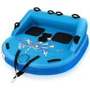 Boia Rebocável Aquática para 2 Pessoas com Estilo Sofá com Drenagem e Pontos de Reboque Duplos, Goplus, Azul