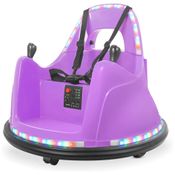Carro Elétrico Infantil Bate Bate com 2 Velocidades, Controle Remoto e APP, Luzes LED, Bluetooth, Giro de 360 ??° e Adesivo, 12V, Kidzone, Roxo
