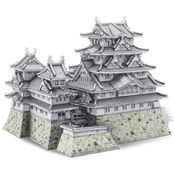 Quebra Cabeças 3D em Metal para Adultos, Tema Castelo de Himeji com 486 Peças, Piececool, Prata