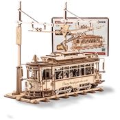 Quebra Cabeças 3D em Madeira para Adultos, Tema Trem e Ferrovia com 374 Peças, ROKR, Marrom