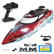 Barco de Controle Remoto para Adultos com Bateria Recarregável de 1500mAh e Velocidade até 56 km/h, BEZGAR HJ810, Vermelho e Preto
