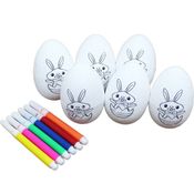 Kit 30 Ovos De Páscoa Infantil Para Colorir Coelhos Canetas