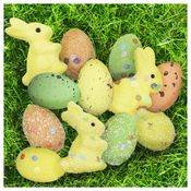 Enfeite Decorativo Páscoa 3 Coelhinhos Com Ovos Decorados