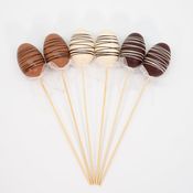 Kit 12 Ovos de Páscoa Enfeite Decorativo Chocolate com Haste