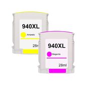 Kit 2 Cartucho Amarelo Magenta Jato De Tinta Compatível 940xl C4909A M-H940XL Y
