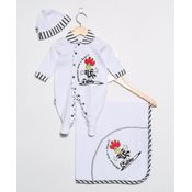 Kit Bebê Atlético MG com Macacão Manta e Gorro Oficial