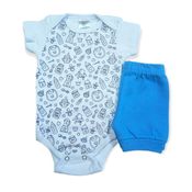 Conjunto Bebê Body Milk Azul com Short Masculino - Kappes