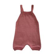 Jardineira Romper de Tricô Liso Tricô Kids Rosa Mescla