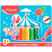 GIZ DE CERA JUMBO COLOR PEPS - 12 CORES MAPED 1 ANO+