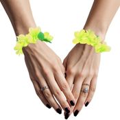 Pulseira Havaiana com Flores de Luxo Elástica Acessório Carnaval
