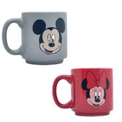 Kit 2 Canecas Mickey & Minnie Mini Tina 100mL Original Disney, Zona Criativa, Par De Xícaras Em Cerâmica
