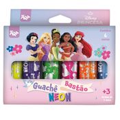 TINTA GUACHE BASTÃO 6 CORES NEON PRINCESAS 4762DAC