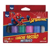 TINTA GUACHE BASTÃO 6 CORES METÁLICAS HOMEM ARANHA 4767DAC