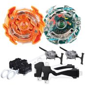 Kit 2 Beyblade Burst + 4 Lançadores Roktavor Vs Kerbeus Tornado Gyro