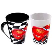 Coleção Carros Caneca 360ml + Copo 320ml Relâmpago Mcqueen Infantil