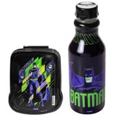 Garrafinha e Pote para Guardar Lanche do Batman p/ Lancheira