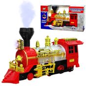 Trem de Brinquedo que Solta Fumaça Locomotiva Americana com Luzes Bate e Volta