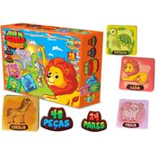 Brinquedo Infantil Jogo de Mesa Animais 48 Peças 24 Pares