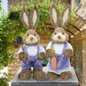 Casal De Coelhos De Páscoa Decoração Enfeite Coelhinhos - 46cm