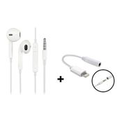 Kit Fone de Ouvido + Adaptador Lightning P2 Branco