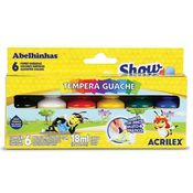Tinta Tempera Guache c/ Pincel Prático 18ml - 6 Cores - Acrilex