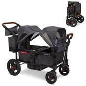 Carrinho de Passeio Vagão Duplo com 2 Assentos Altos e Dossel UV Ajustável, Radio Flyer Voya, Cinza