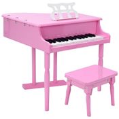 Piano Clássico Infantil com 30 Teclas, Banco e Tampa de Piano para Crianças de 3 a 8 Anos, Goplus, Rosa