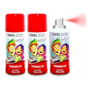 3 Tintas de Cabelo Temporária Vermelha Spray lavável Cabelo Maluco Festas Carnaval