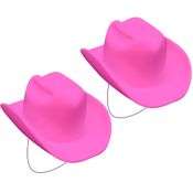2 Chapéus Festa Junina e Cowboy com Elástico Infantil Rosa Boiadeira Castela