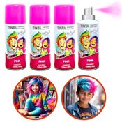 4 Tintas Lavável Rosa Infantil Adulto Festa Cabelo Maluco